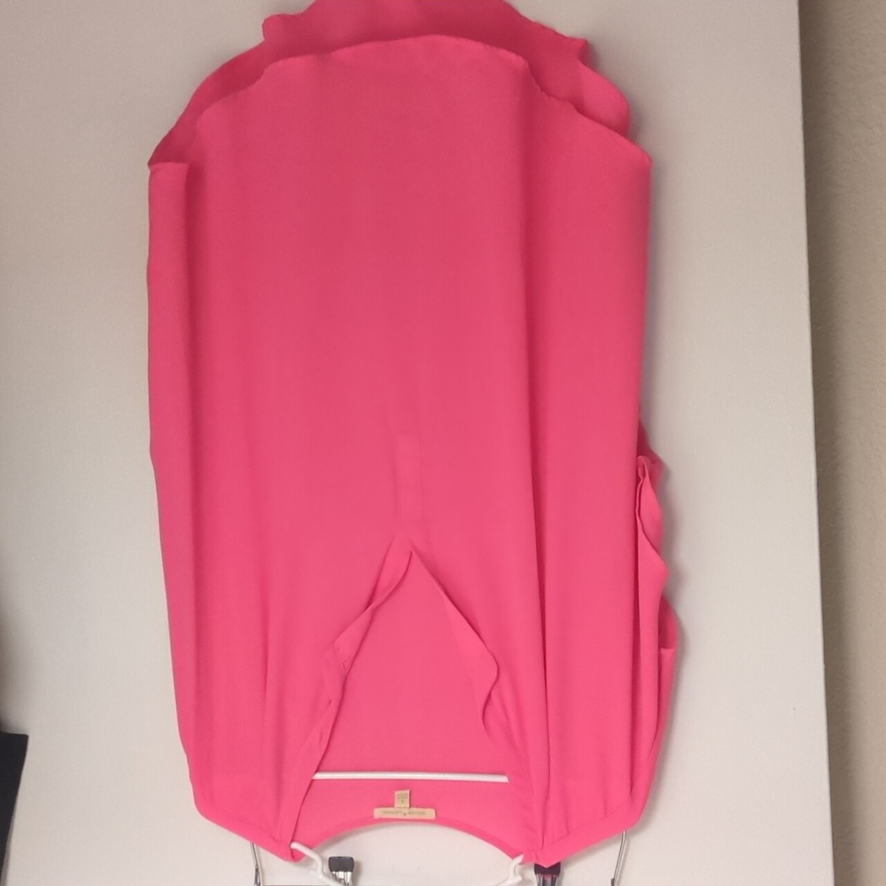 Hot pink short sleeve blouse